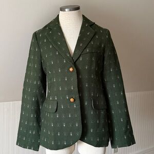 Anthropologie Madchen Forest green & Pink Mauve M Wool Blazer silky lining